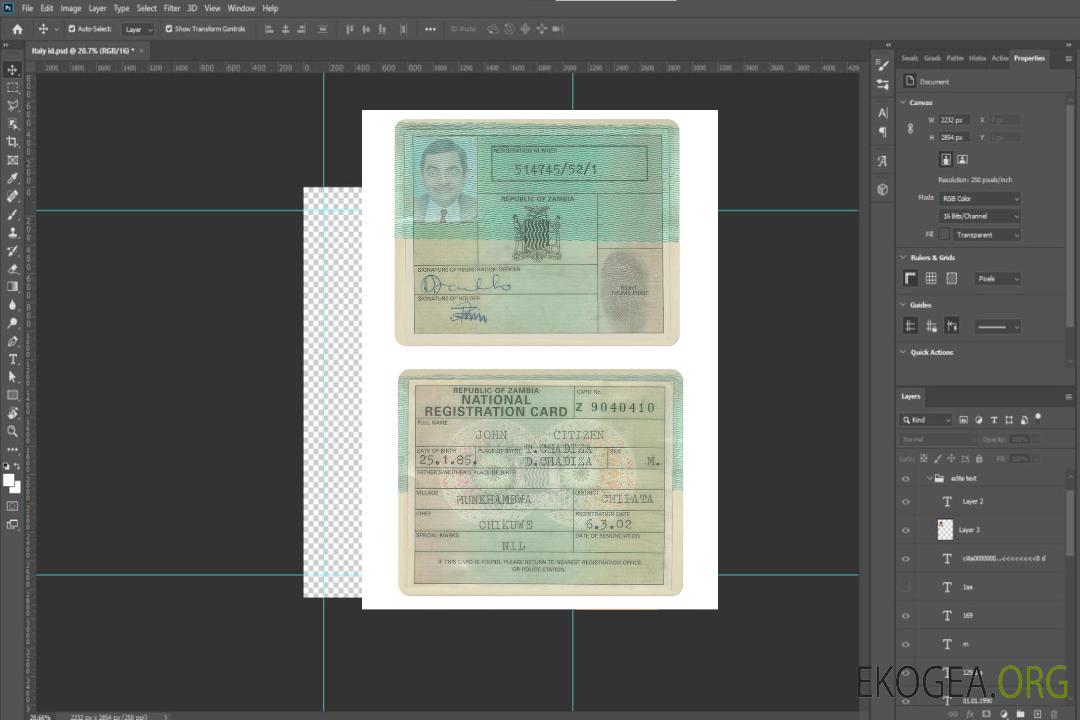 Carte d'immatriculation nationale de ZAMBIE template Carte d'immatriculation nationale de ZAMBIE template